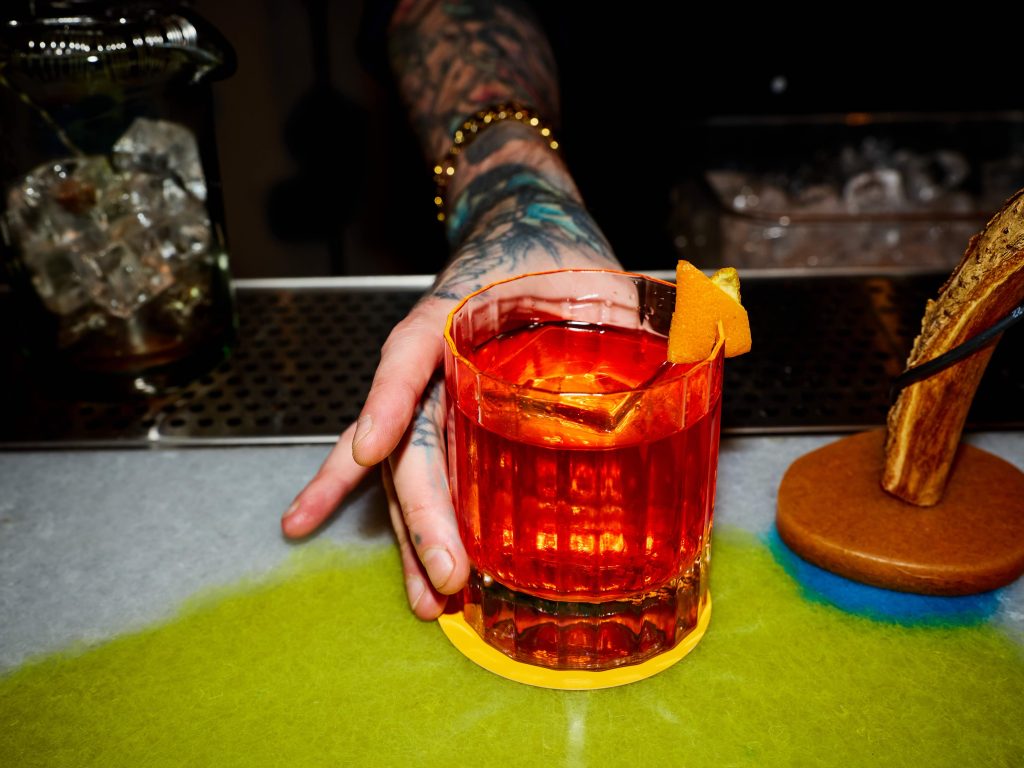 Cocktail being served on the bar