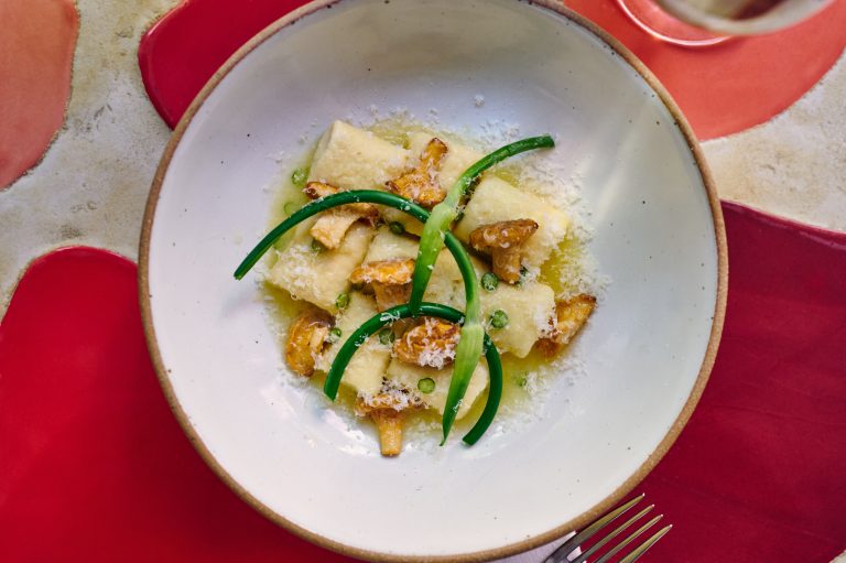 Ricotta Gnocchi, morels, and English peas